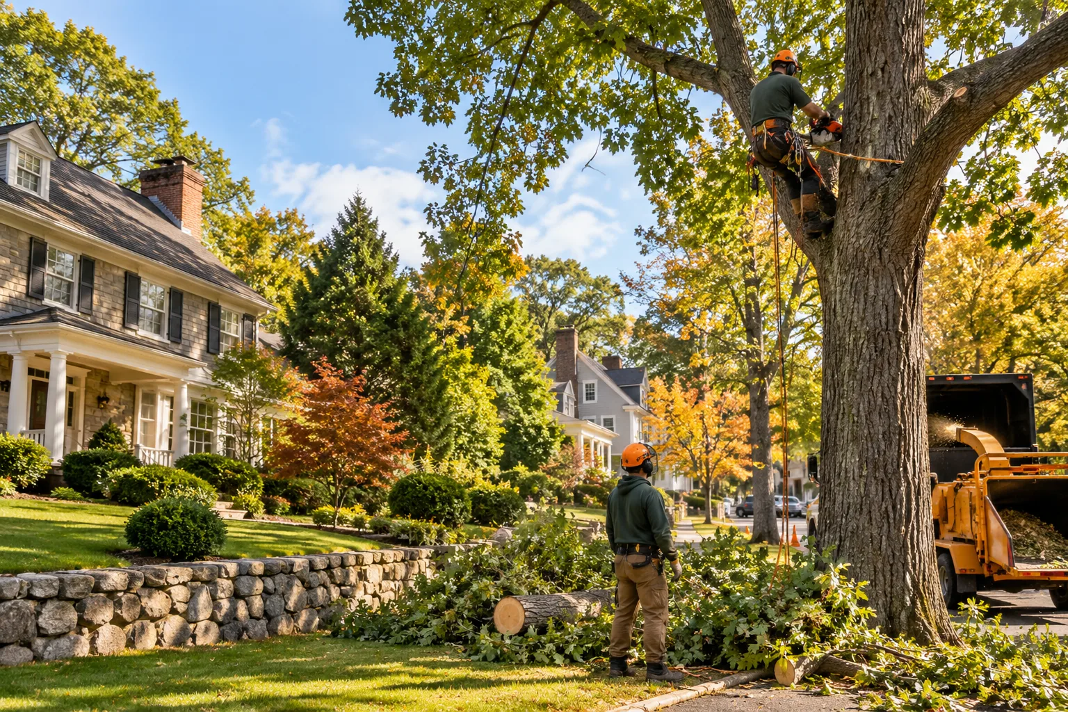 Mature residential tree canopy and established New England properties